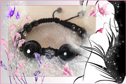 Black Onyx & Crystal Shamballa Bracelet